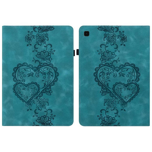 For Samsung Galaxy Tab S6 Lite 2022 / 2020 Love Hearts Embossed Leather Smart Tablet Case(Green) by bashfashion