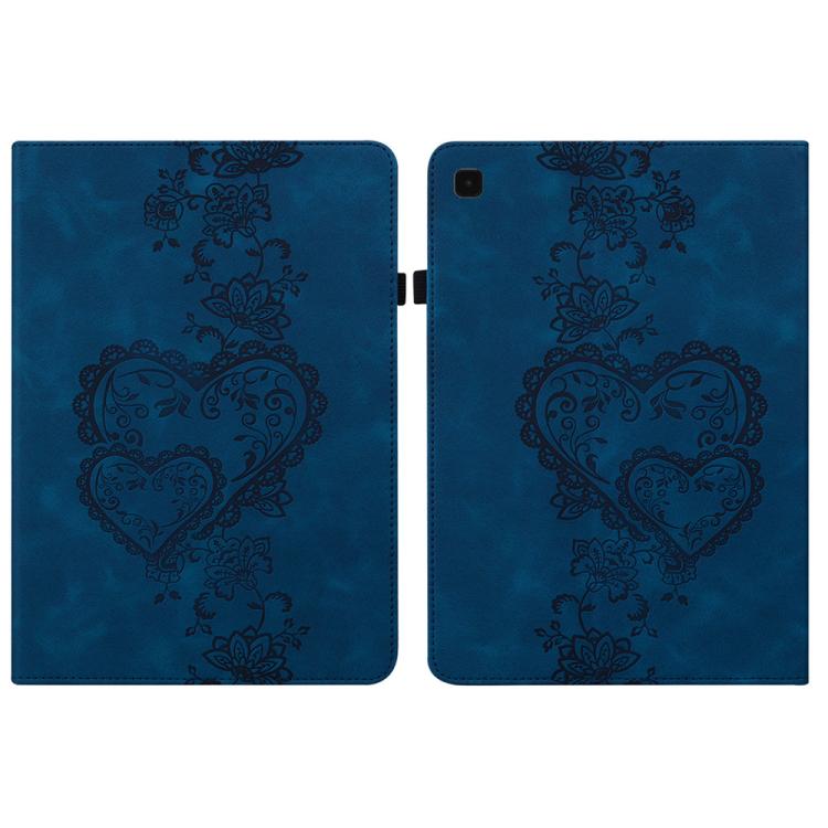 For Samsung Galaxy Tab S6 Lite 2022 / 2020 Love Hearts Embossed Leather Smart Tablet Case(Dark Blue) by bashfashion