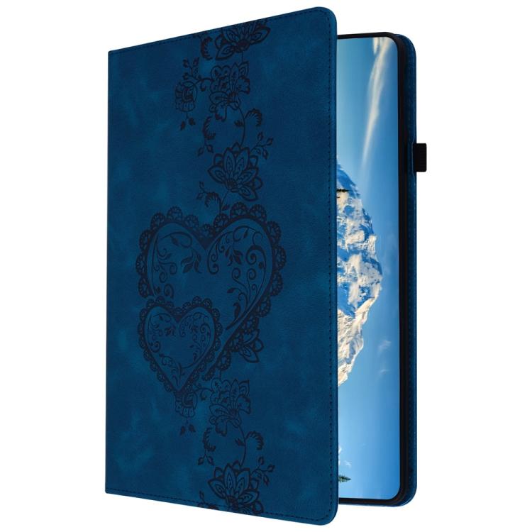 For Samsung Galaxy Tab S6 Lite 2022 / 2020 Love Hearts Embossed Leather Smart Tablet Case(Dark Blue) by bashfashion