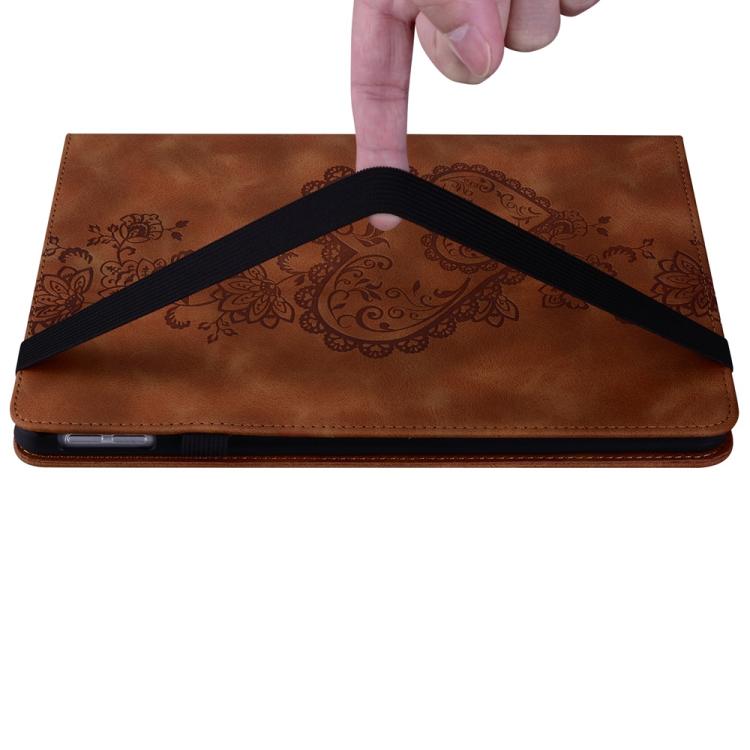 For Samsung Galaxy Tab A7 10.4 2020 Love Hearts Embossed Leather Smart Tablet Case(Brown) by bashfashion