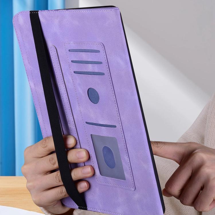 For Samsung Galaxy Tab A7 10.4 2020 Love Hearts Embossed Leather Smart Tablet Case(Purple) by bashfashion