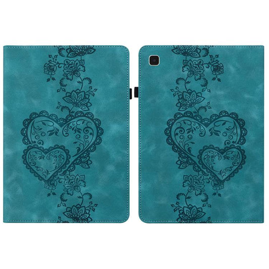 For Samsung Galaxy Tab A7 10.4 2020 Love Hearts Embossed Leather Smart Tablet Case(Green) by bashfashion