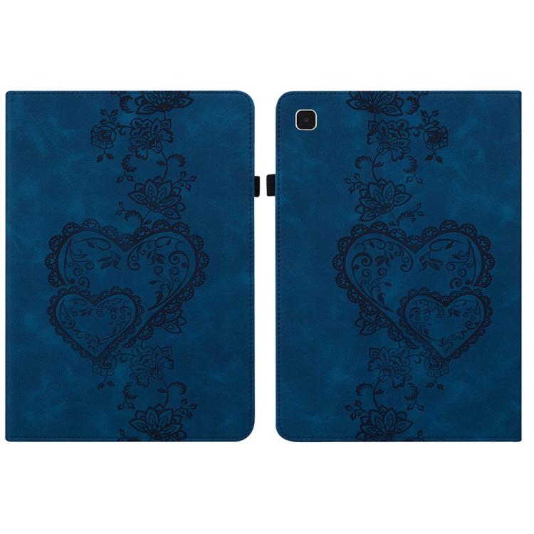 For Samsung Galaxy Tab A7 10.4 2020 Love Hearts Embossed Leather Smart Tablet Case(Dark Blue) by bashfashion