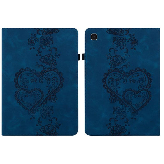 For Samsung Galaxy Tab A7 10.4 2020 Love Hearts Embossed Leather Smart Tablet Case(Dark Blue) by bashfashion