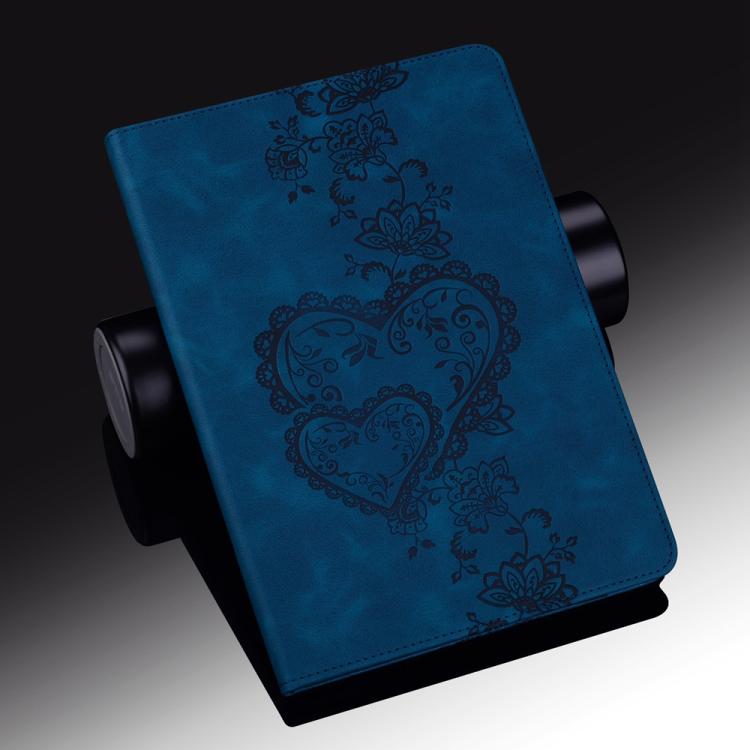 For Samsung Galaxy Tab A7 10.4 2020 Love Hearts Embossed Leather Smart Tablet Case(Dark Blue) by bashfashion