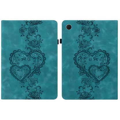 For Samsung Galaxy Tab A8 10.5 2021 Love Hearts Embossed Leather Smart Tablet Case(Green) by bashfashion