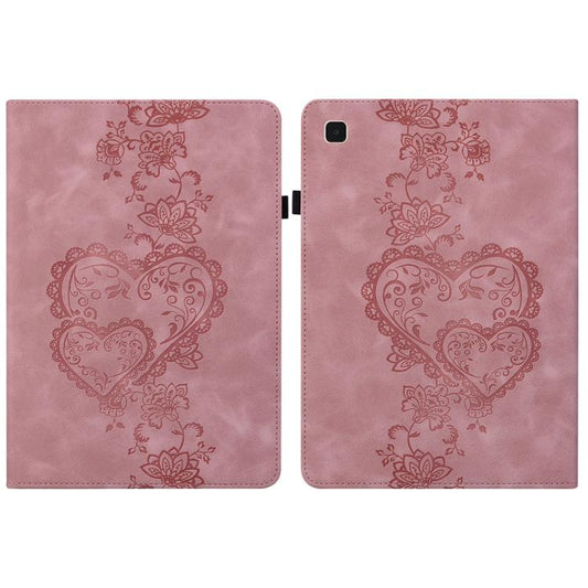 For Samsung Galaxy Tab A 9.7 T550 Love Hearts Embossed Leather Smart Tablet Case(Pink) by bashfashion