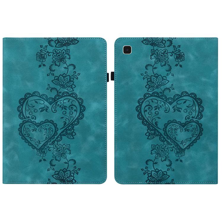 For Samsung Galaxy Tab A 9.7 T550 Love Hearts Embossed Leather Smart Tablet Case(Green) by bashfashion