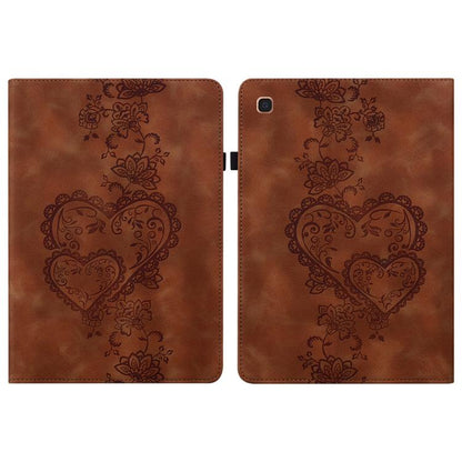 For Samsung Galaxy Tab A 10.1 2019 Love Hearts Embossed Leather Tablet Case(Brown) by bashfashion