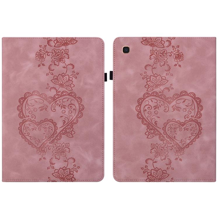 For Samsung Galaxy Tab A 10.1 2019 Love Hearts Embossed Leather Tablet Case(Pink) by bashfashion