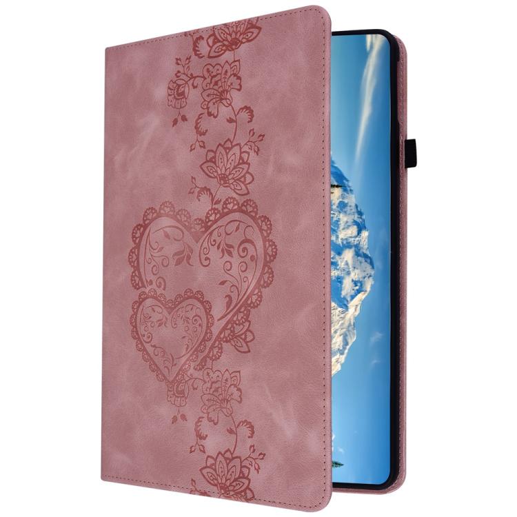 For Samsung Galaxy Tab A 10.1 2019 Love Hearts Embossed Leather Tablet Case(Pink) by bashfashion