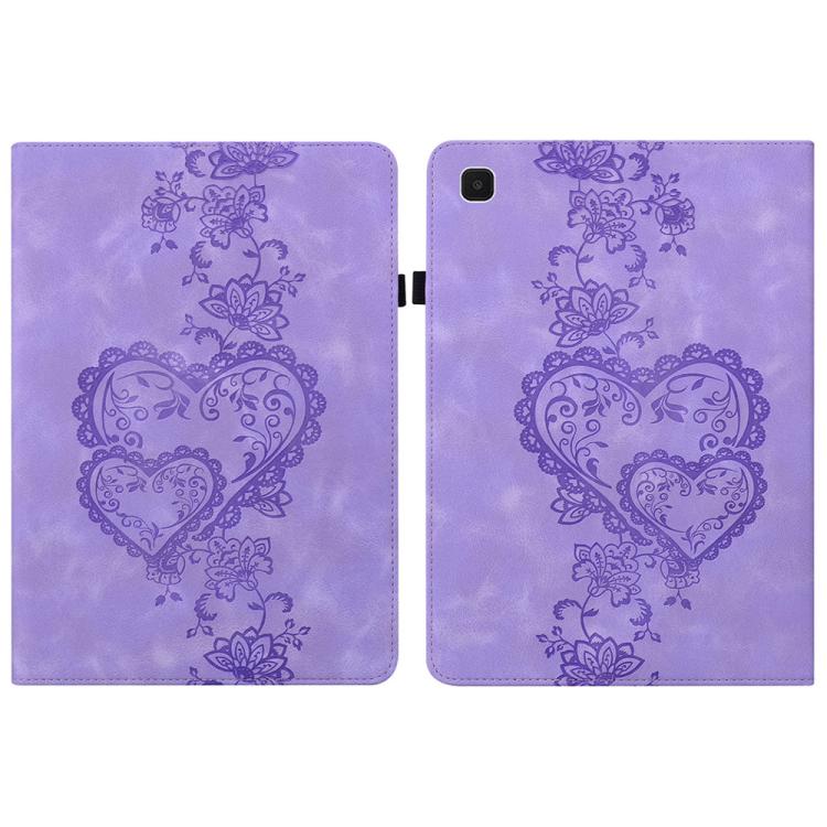 For Samsung Galaxy Tab A7 Lite Love Hearts Embossed Leather Tablet Case(Purple) by bashfashion