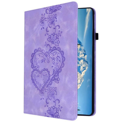 For Samsung Galaxy Tab A7 Lite Love Hearts Embossed Leather Tablet Case(Purple) by bashfashion