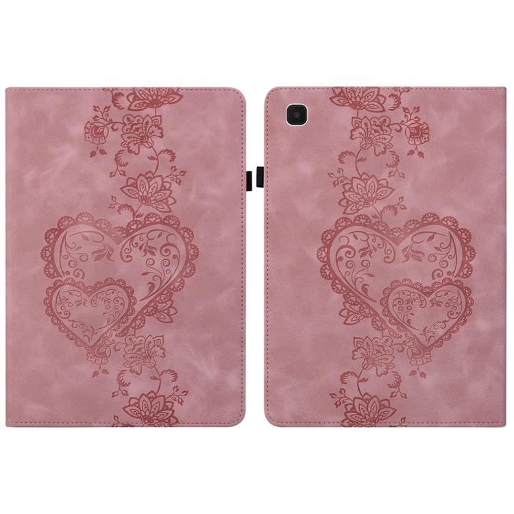 For Samsung Galaxy Tab A7 Lite Love Hearts Embossed Leather Tablet Case(Pink) by bashfashion