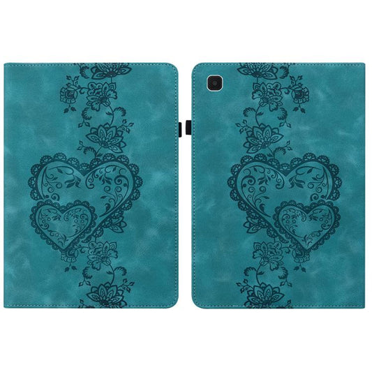 For Samsung Galaxy Tab A7 Lite Love Hearts Embossed Leather Tablet Case(Green) by bashfashion