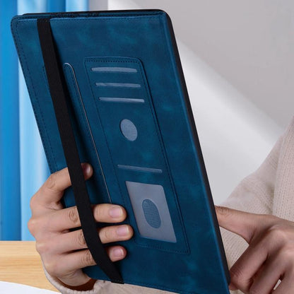 For Samsung Galaxy Tab A11 / A9 Love Hearts Embossed Leather Tablet Case(Dark Blue) by bashfashion