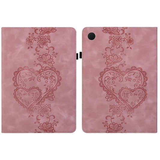 For Samsung Galaxy Tab A11+ / A9+ Love Hearts Embossed Leather Tablet Case(Pink) by bashfashion