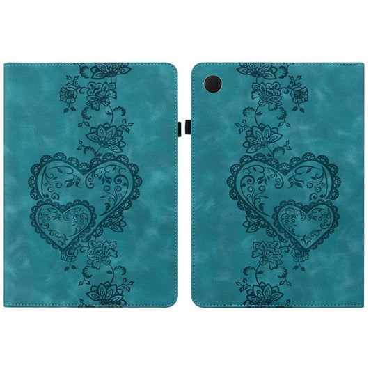 For Samsung Galaxy Tab A11+ / A9+ Love Hearts Embossed Leather Tablet Case(Green) by bashfashion