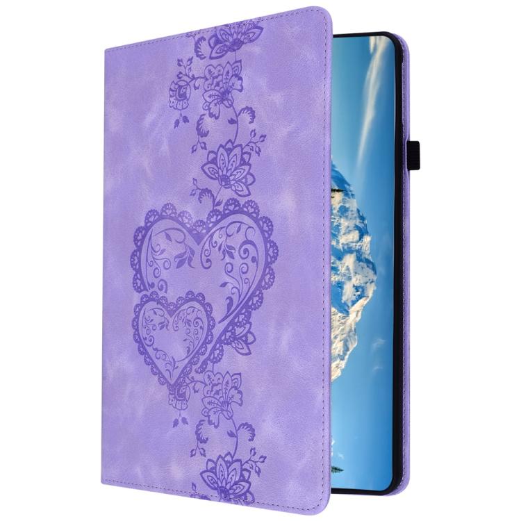 For Samsung Galaxy Tab A 10.1 2016 Love Hearts Embossed Leather Tablet Case(Purple) by bashfashion