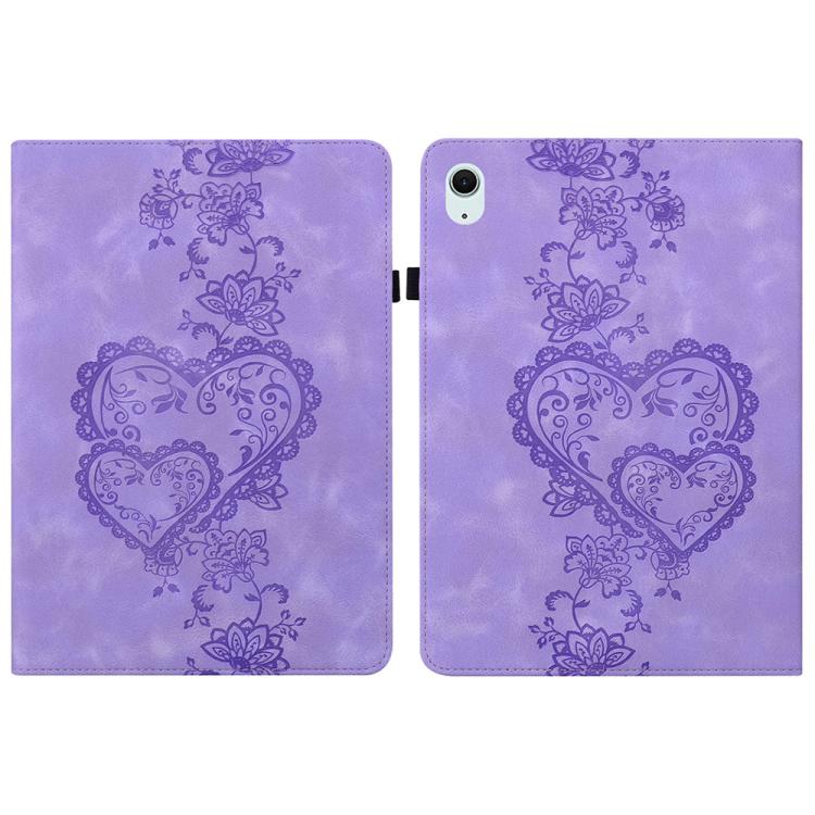 For Samsung Galaxy Tab S10 / S9 / S8 Love Hearts Embossed Leather Tablet Case(Purple) by bashfashion