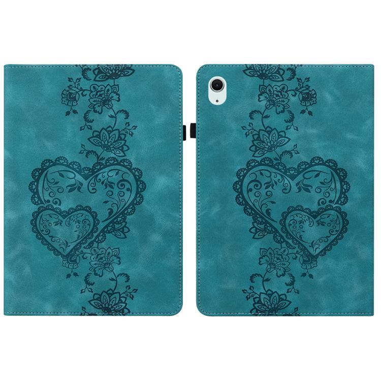 For Samsung Galaxy Tab S10 / S9 / S8 Love Hearts Embossed Leather Tablet Case(Green) by bashfashion