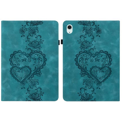 For Samsung Galaxy Tab S10 / S9 / S8 Love Hearts Embossed Leather Tablet Case(Green) by bashfashion