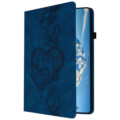 For Samsung Galaxy Tab S10 / S9 / S8 Love Hearts Embossed Leather Tablet Case(Dark Blue) by bashfashion