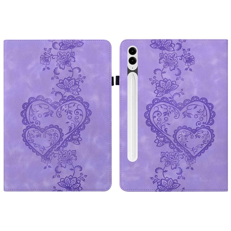 For Samsung Galaxy Tab S10+ / S9+ / S8+ Love Hearts Embossed Leather Tablet Case(Purple) by bashfashion
