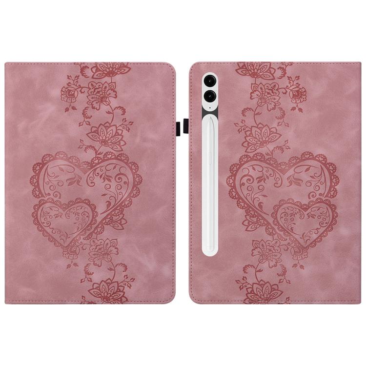 For Samsung Galaxy Tab S10+ / S9+ / S8+ Love Hearts Embossed Leather Tablet Case(Pink) by bashfashion