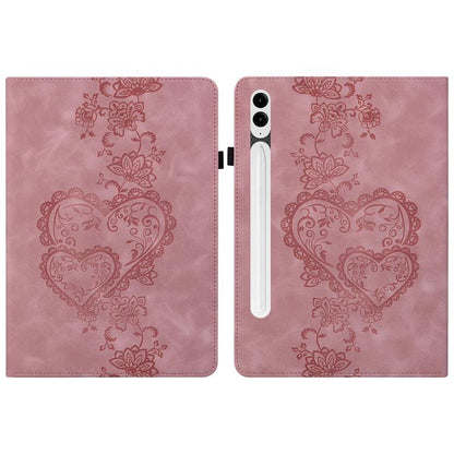 For Samsung Galaxy Tab S10+ / S9+ / S8+ Love Hearts Embossed Leather Tablet Case(Pink) by bashfashion