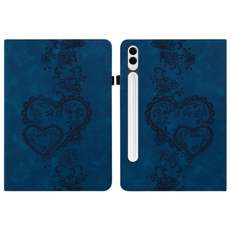 For Samsung Galaxy Tab S10+ / S9+ / S8+ Love Hearts Embossed Leather Tablet Case(Dark Blue) by bashfashion