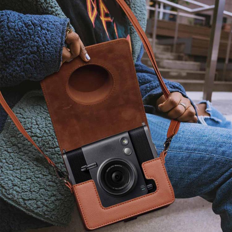 For FUJIFILM instax WIDE Evo Full Body Leather Camera Case Bag with Strap(Brown) by bashfashion