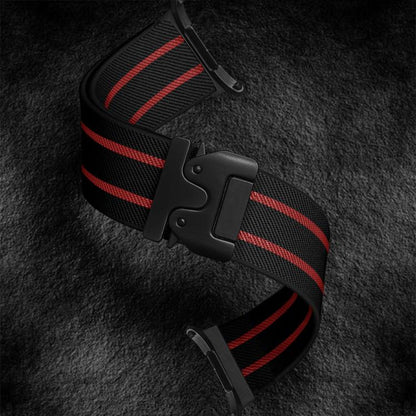 For Samsung Galaxy Watch Ultra 47mm / Ultra 2025 Parachute Buckle Stripe Nylon Elastic Braided Watch Band(Black Red) by bashfashion