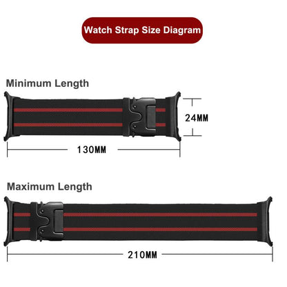 For Samsung Galaxy Watch Ultra 47mm / Ultra 2025 Parachute Buckle Stripe Nylon Elastic Braided Watch Band(Black Red) by bashfashion