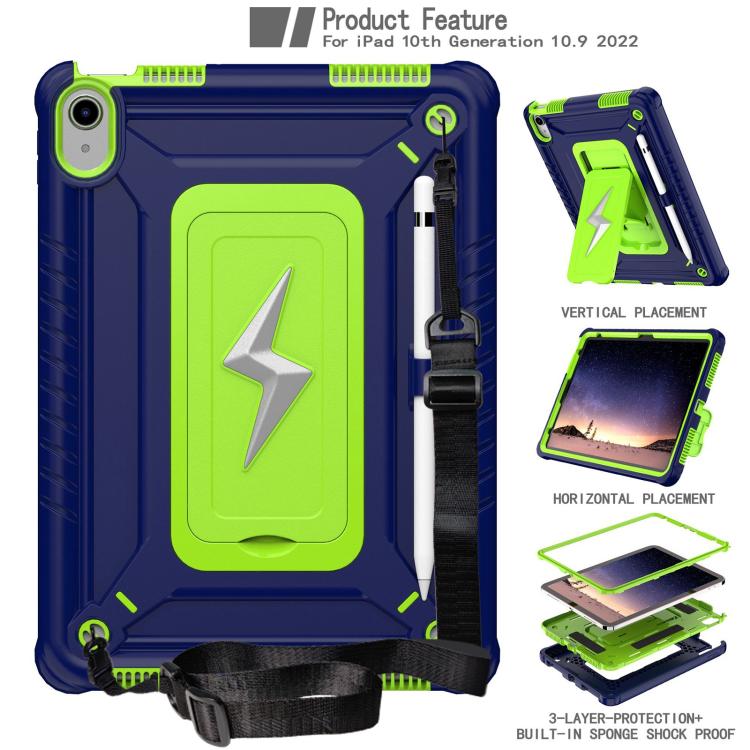 For iPad 2025 / 2022 Armor Bolt Shape Holder Silicone Hybrid PC Tablet Case(Navy Blue Olivine) by bashfashion