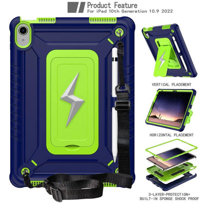 For iPad 2025 / 2022 Armor Bolt Shape Holder Silicone Hybrid PC Tablet Case(Navy Blue Olivine) by bashfashion