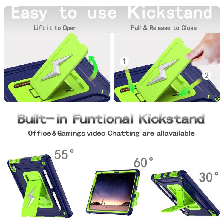 For iPad 2025 / 2022 Armor Bolt Shape Holder Silicone Hybrid PC Tablet Case(Navy Blue Olivine) by bashfashion