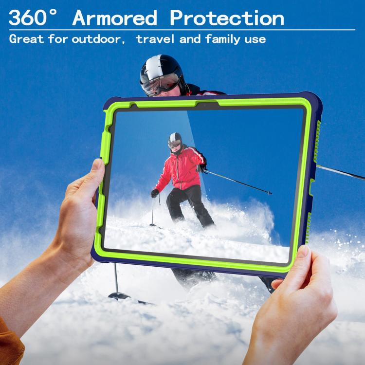 For iPad 2025 / 2022 Armor Bolt Shape Holder Silicone Hybrid PC Tablet Case(Navy Blue Olivine) by bashfashion