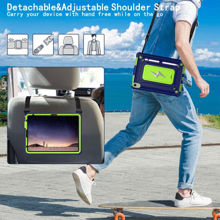 For iPad 2025 / 2022 Armor Bolt Shape Holder Silicone Hybrid PC Tablet Case(Navy Blue Olivine) by bashfashion