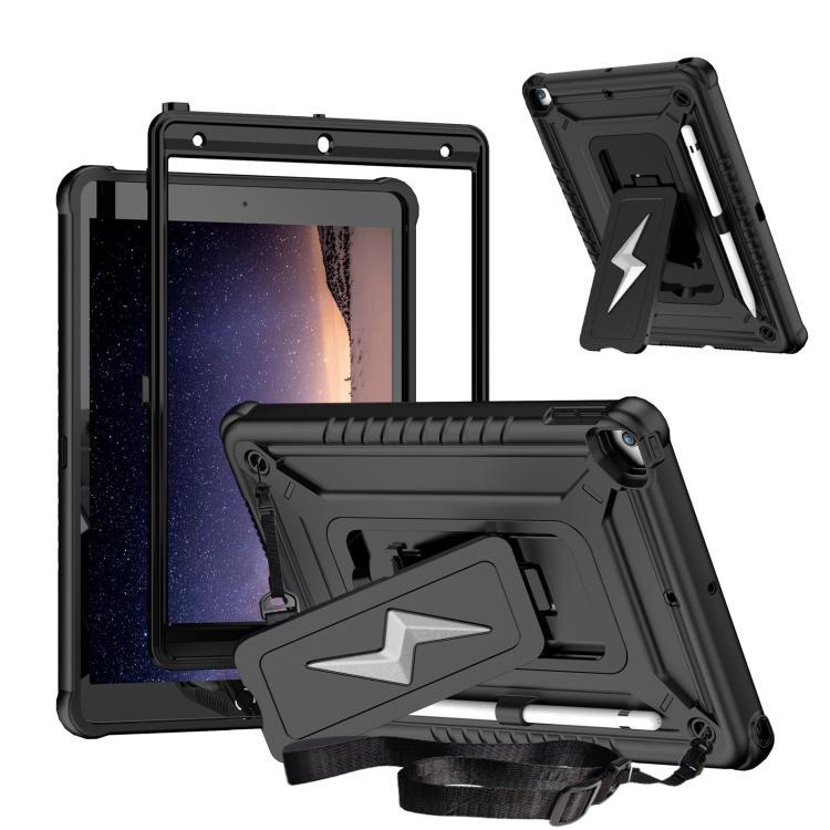 For iPad 10.2 2021 / 2020 / 2019 Armor Bolt Shape Holder Silicone Hybrid PC Tablet Case(Black) by bashfashion