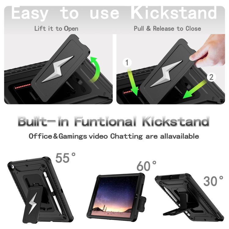 For iPad 10.2 2021 / 2020 / 2019 Armor Bolt Shape Holder Silicone Hybrid PC Tablet Case(Black) by bashfashion