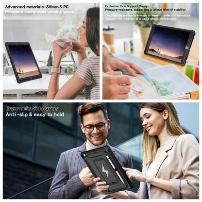 For iPad 10.2 2021 / 2020 / 2019 Armor Bolt Shape Holder Silicone Hybrid PC Tablet Case(Black) by bashfashion