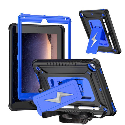 For iPad 9.7 2018 / Air / Air 2 Armor Bolt Shape Holder Silicone Hybrid PC Tablet Case(Black Blue) by bashfashion