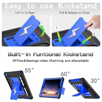 For iPad 9.7 2018 / Air / Air 2 Armor Bolt Shape Holder Silicone Hybrid PC Tablet Case(Black Blue) by bashfashion
