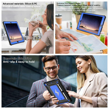 For iPad 9.7 2018 / Air / Air 2 Armor Bolt Shape Holder Silicone Hybrid PC Tablet Case(Black Blue) by bashfashion
