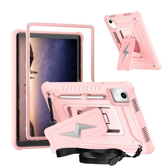 For Lenovo Tab M11 / Xiaoxin Pad 11 2024 Armor Bolt Shape Holder Silicone Hybrid PC Tablet Case(Rose Gold) by bashfashion
