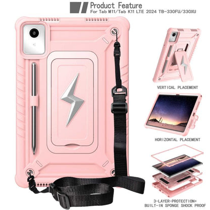 For Lenovo Tab M11 / Xiaoxin Pad 11 2024 Armor Bolt Shape Holder Silicone Hybrid PC Tablet Case(Rose Gold) by bashfashion