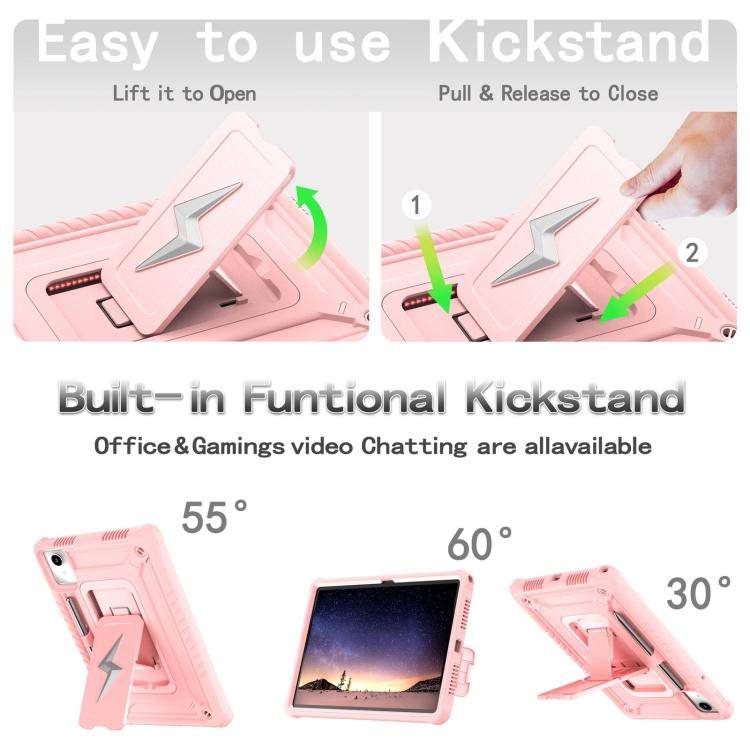 For Lenovo Tab M11 / Xiaoxin Pad 11 2024 Armor Bolt Shape Holder Silicone Hybrid PC Tablet Case(Rose Gold) by bashfashion