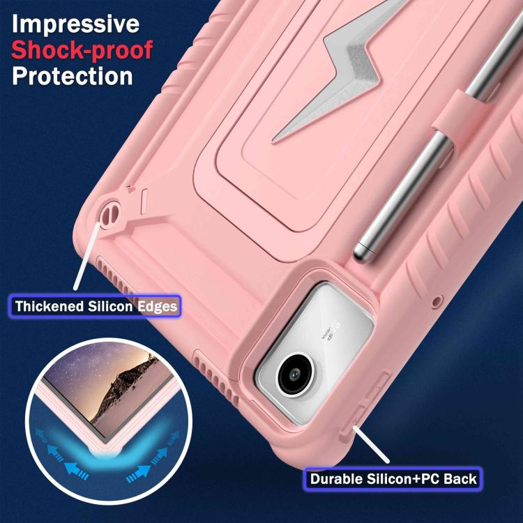For Lenovo Tab M11 / Xiaoxin Pad 11 2024 Armor Bolt Shape Holder Silicone Hybrid PC Tablet Case(Rose Gold) by bashfashion