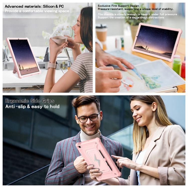 For Samsung Galaxy Tab S6 Lite 2020 / 2024 Armor Bolt Shape Holder Silicone Hybrid PC Tablet Case(Rose Gold) by bashfashion